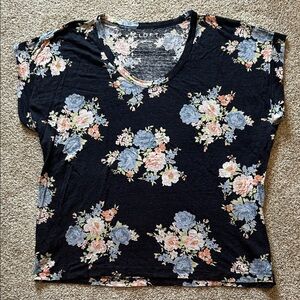 Womens LOFT Floral Linen Tee Size L